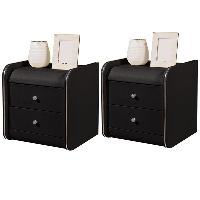 Rectangular 2 Drawers Nightstand Contemporary 18.9" H Night Table