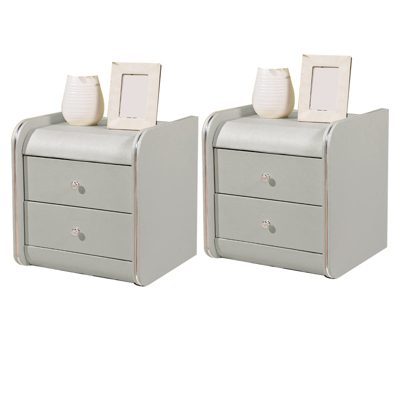 Rectangular 2 Drawers Nightstand Contemporary 18.9" H Night Table