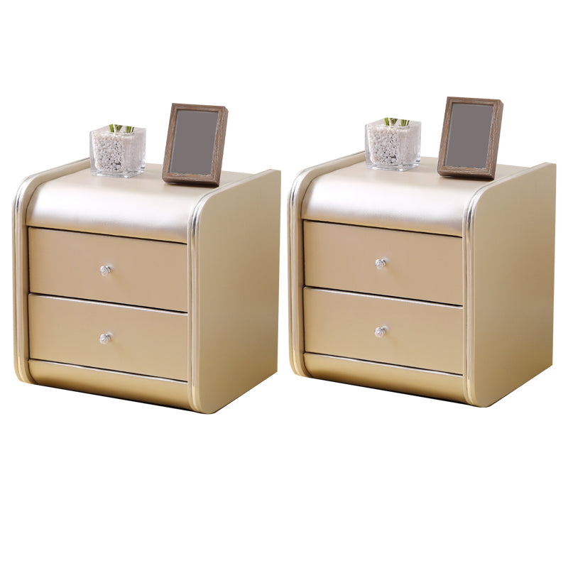 Rectangular 2 Drawers Nightstand Contemporary 18.9" H Night Table