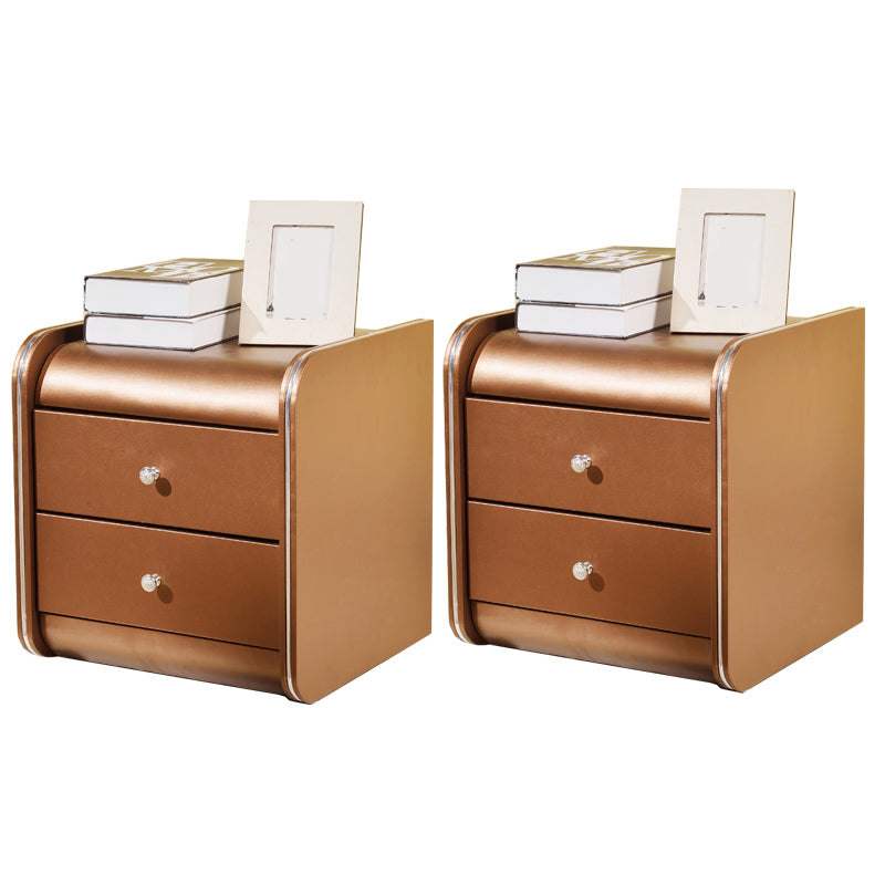 Rectangular 2 Drawers Nightstand Contemporary 18.9" H Night Table