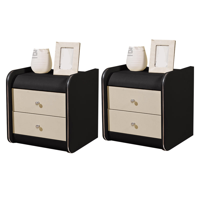 Rectangular 2 Drawers Nightstand Contemporary 18.9" H Night Table