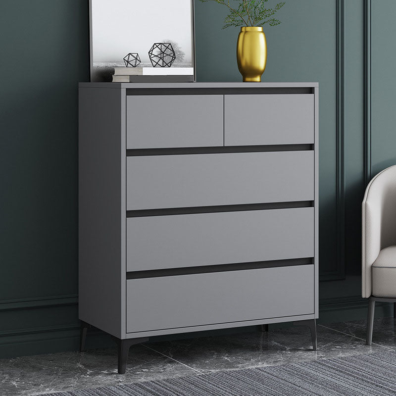 Modern Gray Storage Chest Soft-Close Drawers Wood Dresser for Bedroom