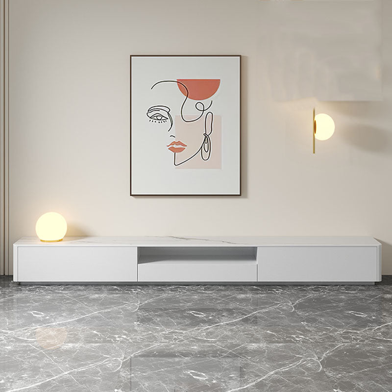 Contemporary TV Console White Wooden TV Media Stand for Living Room