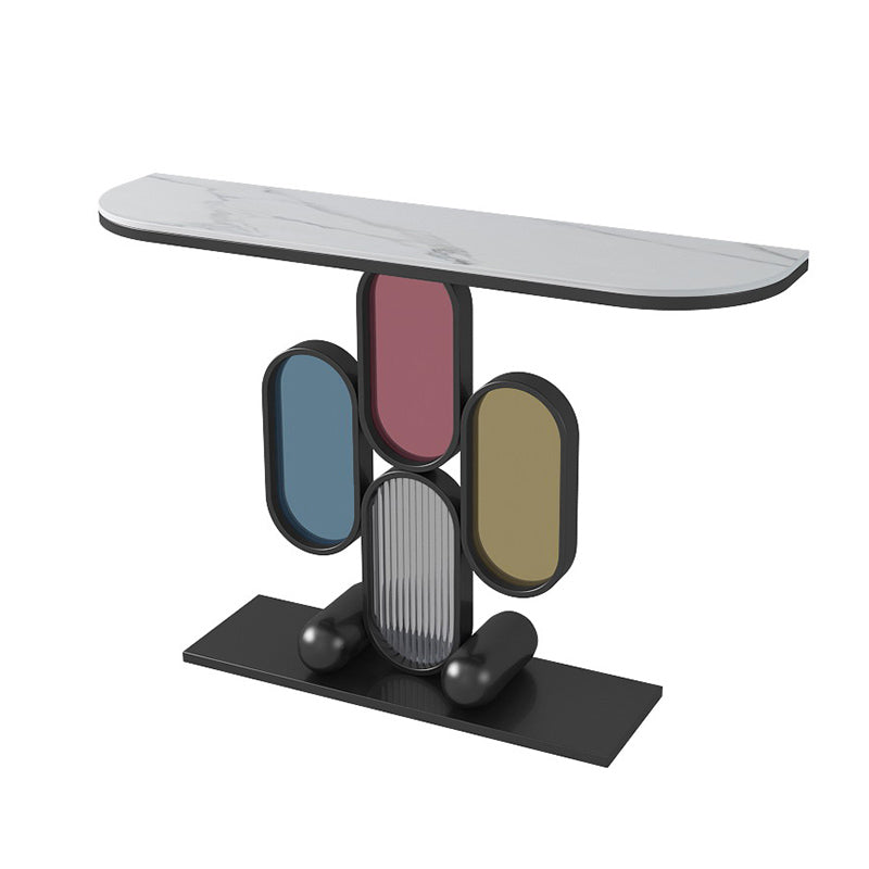 Contemporary Slate Console Table Half Moon Scratch Resistant Stain Resistant Console