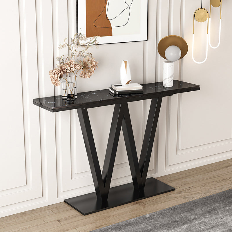 Contemporary Console Table Marble Iron Rectangle Stain Resistant Console Sofa Table