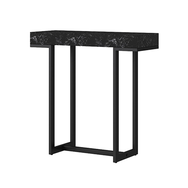 Iron Trestle Cosnole Table with Marble Top Accent Table for Hall