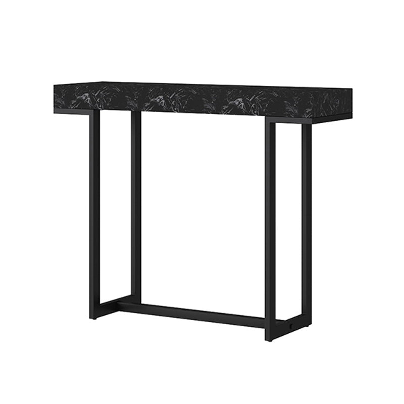 Iron Trestle Cosnole Table with Marble Top Accent Table for Hall