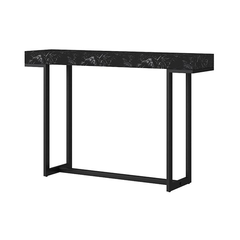Iron Trestle Cosnole Table with Marble Top Accent Table for Hall
