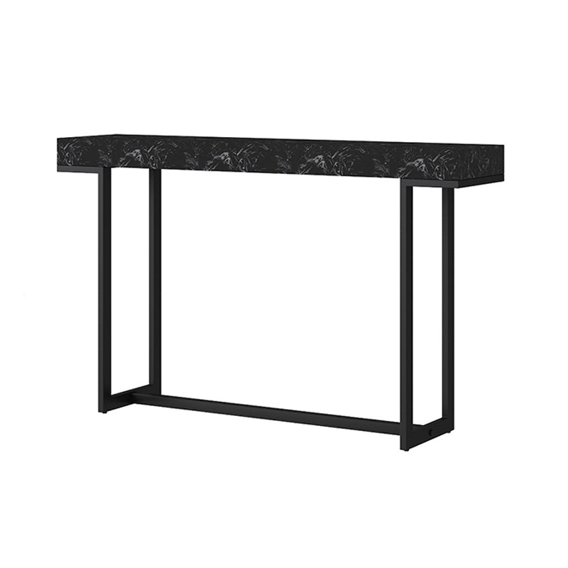 Iron Trestle Cosnole Table with Marble Top Accent Table for Hall