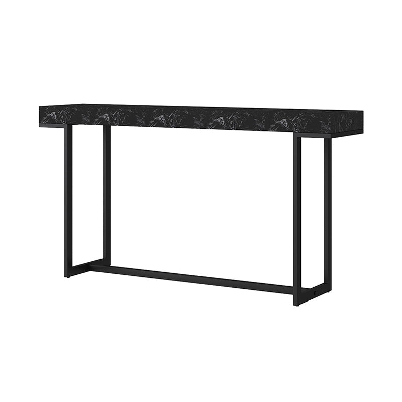 Iron Trestle Cosnole Table with Marble Top Accent Table for Hall