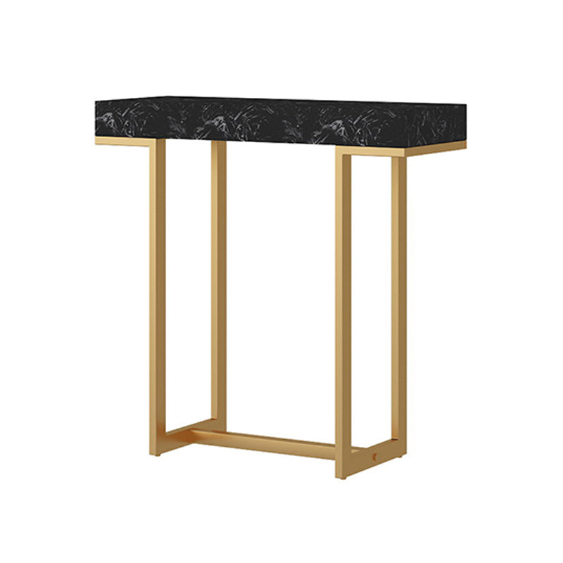 Iron Trestle Cosnole Table with Marble Top Accent Table for Hall