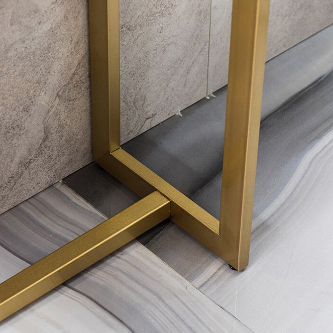 Iron Trestle Cosnole Table with Marble Top Accent Table for Hall