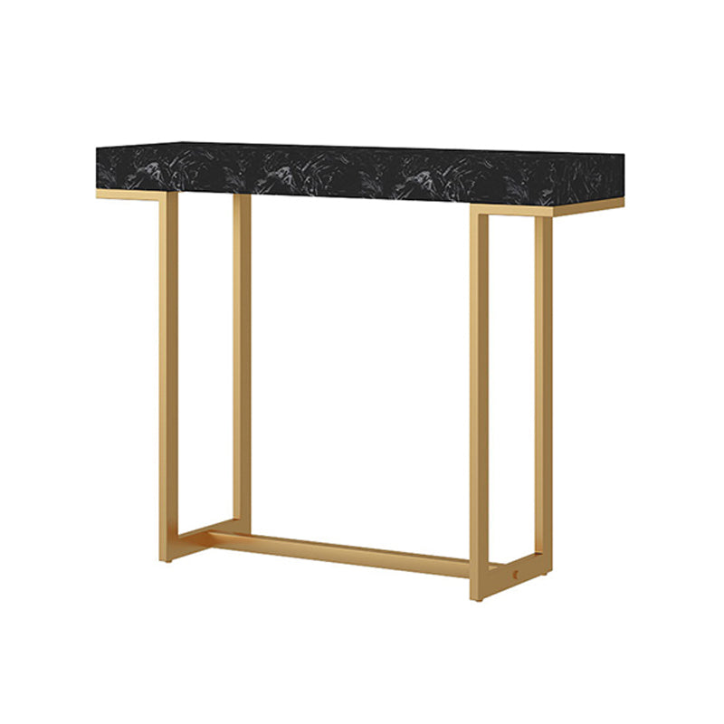Iron Trestle Cosnole Table with Marble Top Accent Table for Hall
