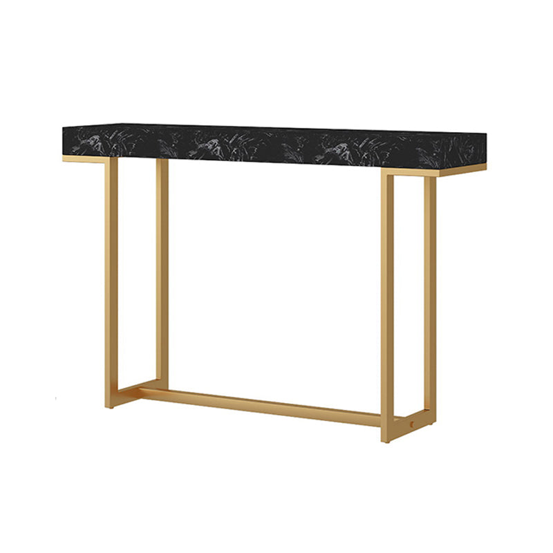 Iron Trestle Cosnole Table with Marble Top Accent Table for Hall