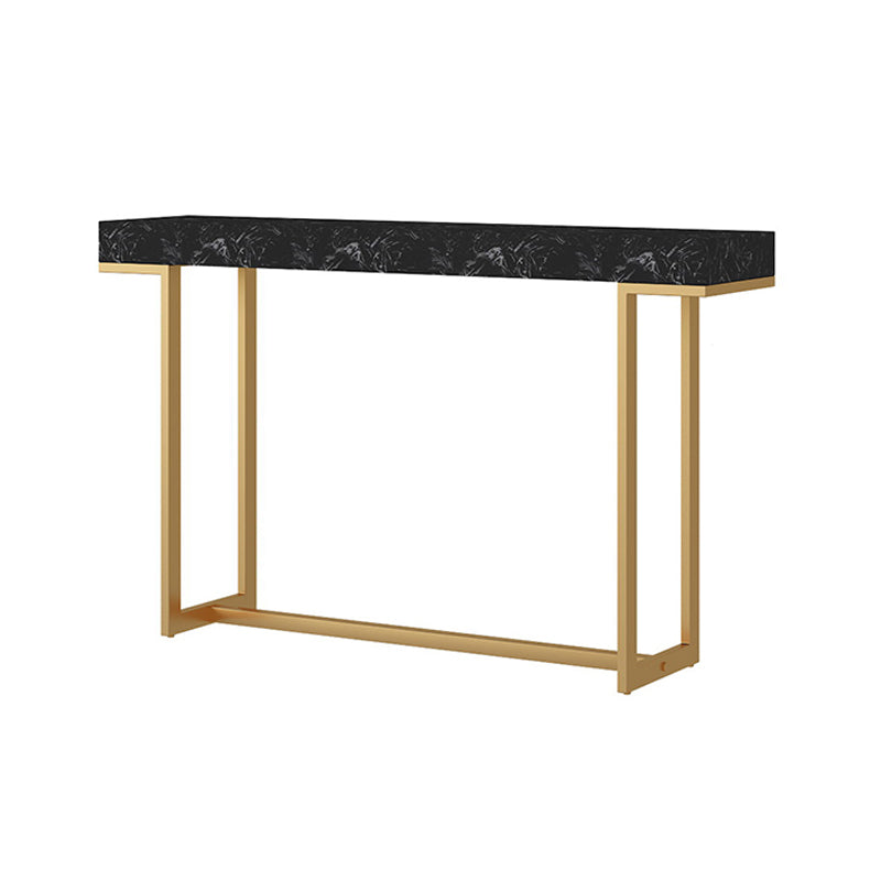 Iron Trestle Cosnole Table with Marble Top Accent Table for Hall