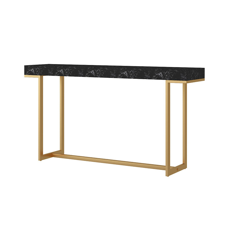 Iron Trestle Cosnole Table with Marble Top Accent Table for Hall