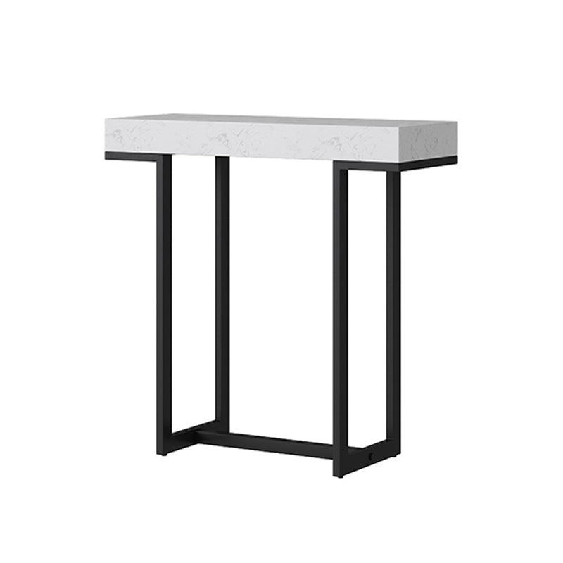 Iron Trestle Cosnole Table with Marble Top Accent Table for Hall