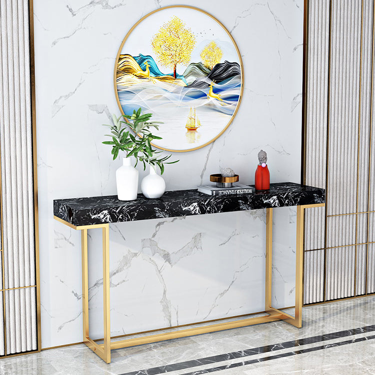 Iron Trestle Cosnole Table with Marble Top Accent Table for Hall