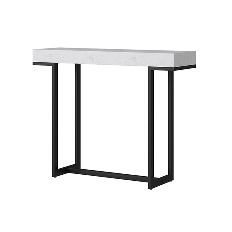 Iron Trestle Cosnole Table with Marble Top Accent Table for Hall