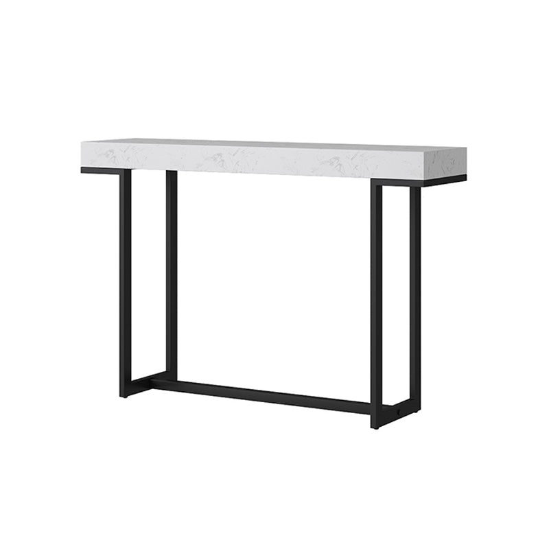 Iron Trestle Cosnole Table with Marble Top Accent Table for Hall