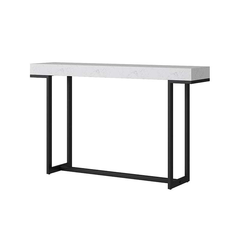 Iron Trestle Cosnole Table with Marble Top Accent Table for Hall