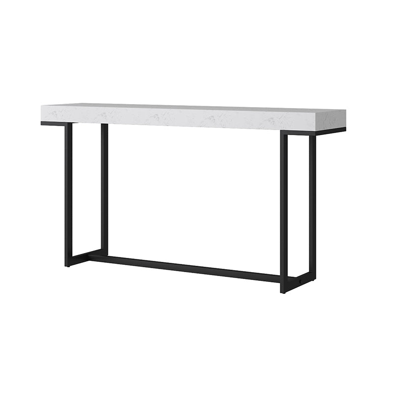 Iron Trestle Cosnole Table with Marble Top Accent Table for Hall