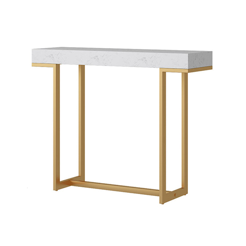 Iron Trestle Cosnole Table with Marble Top Accent Table for Hall
