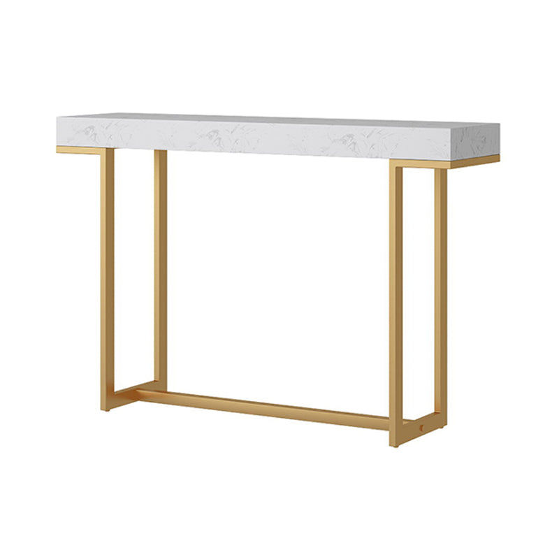 Iron Trestle Cosnole Table with Marble Top Accent Table for Hall