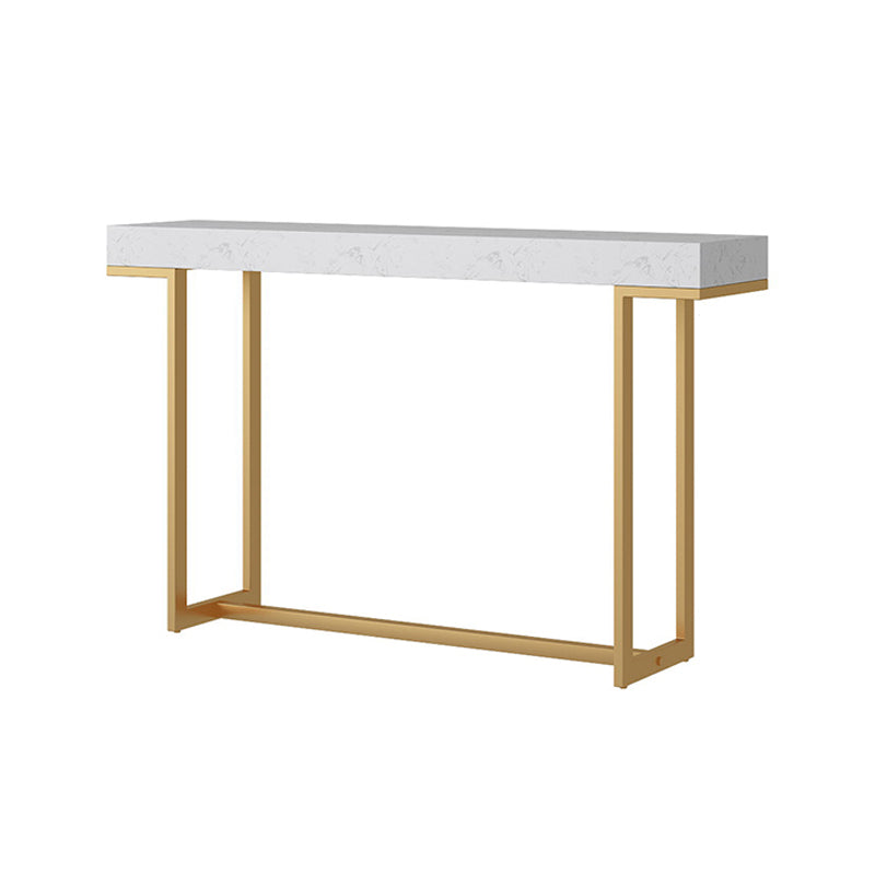 Iron Trestle Cosnole Table with Marble Top Accent Table for Hall