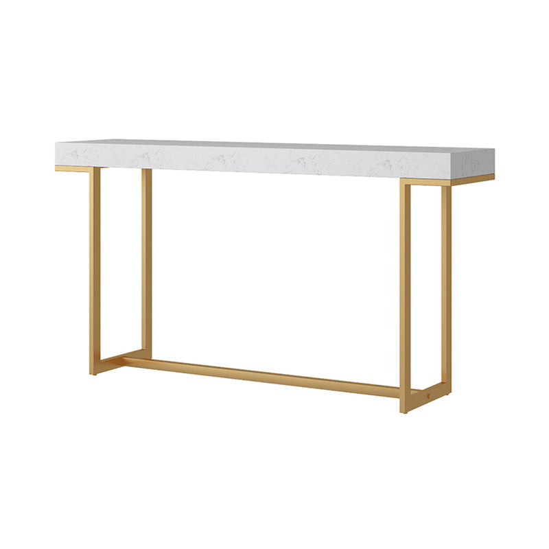 Iron Trestle Cosnole Table with Marble Top Accent Table for Hall