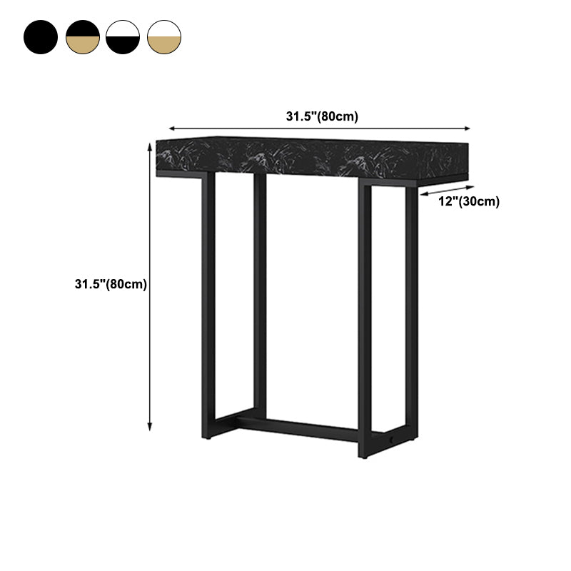Iron Trestle Cosnole Table with Marble Top Accent Table for Hall