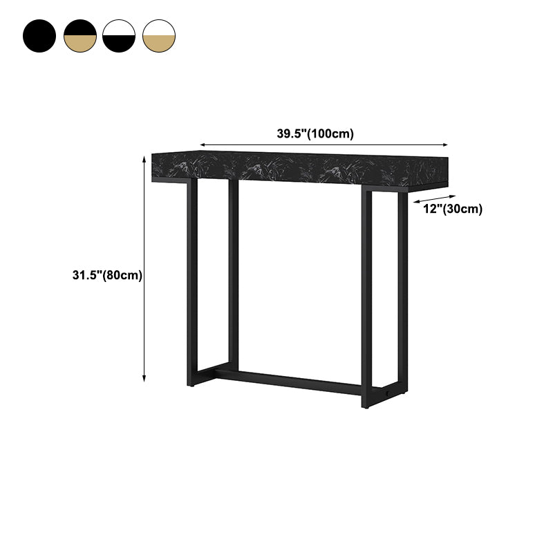 Iron Trestle Cosnole Table with Marble Top Accent Table for Hall