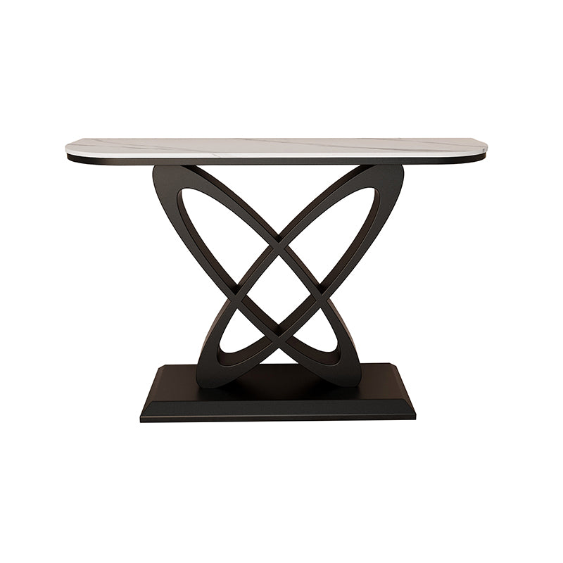 Steel and Stone Sofa Console Table, 31.5" Hall Console Accent Table