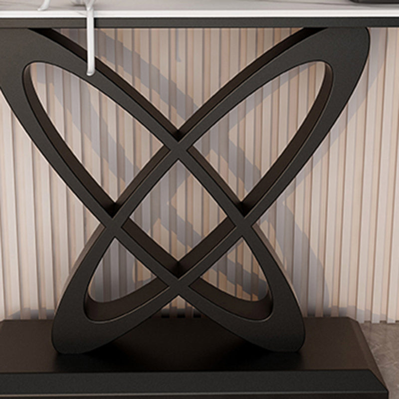 Steel and Stone Sofa Console Table, 31.5" Hall Console Accent Table