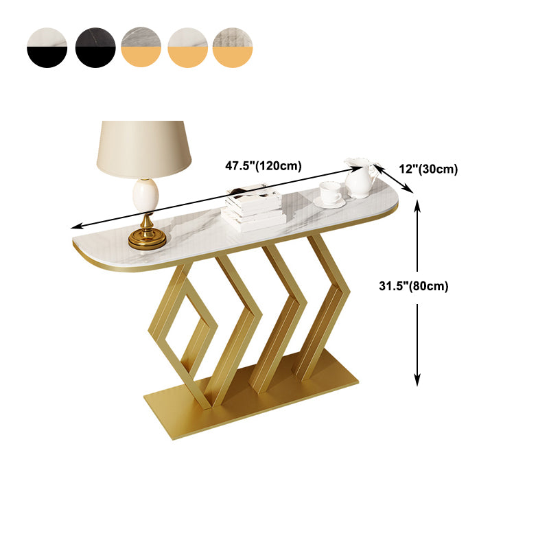 Stone Console Table Metal Frame Scratch Resistan Accent Table, 31.49" High
