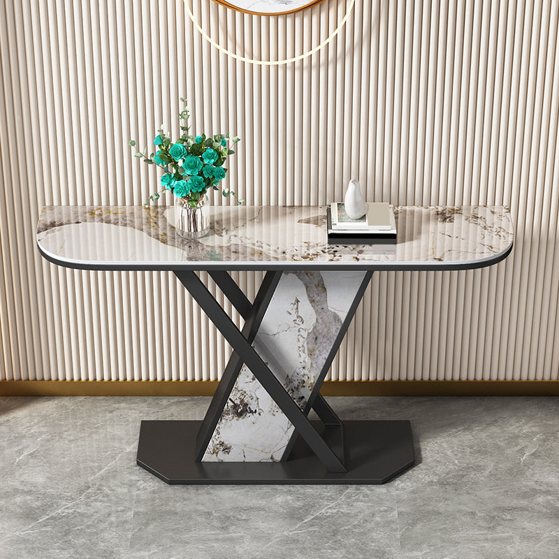 Glam Style Half Moon Console Table with Pedestal Base for Hall Accent Table
