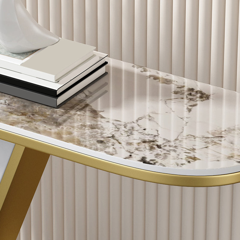 Glam Style Half Moon Console Table with Pedestal Base for Hall Accent Table