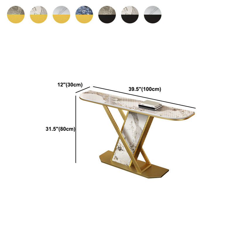 Glam Style Half Moon Console Table with Pedestal Base for Hall Accent Table