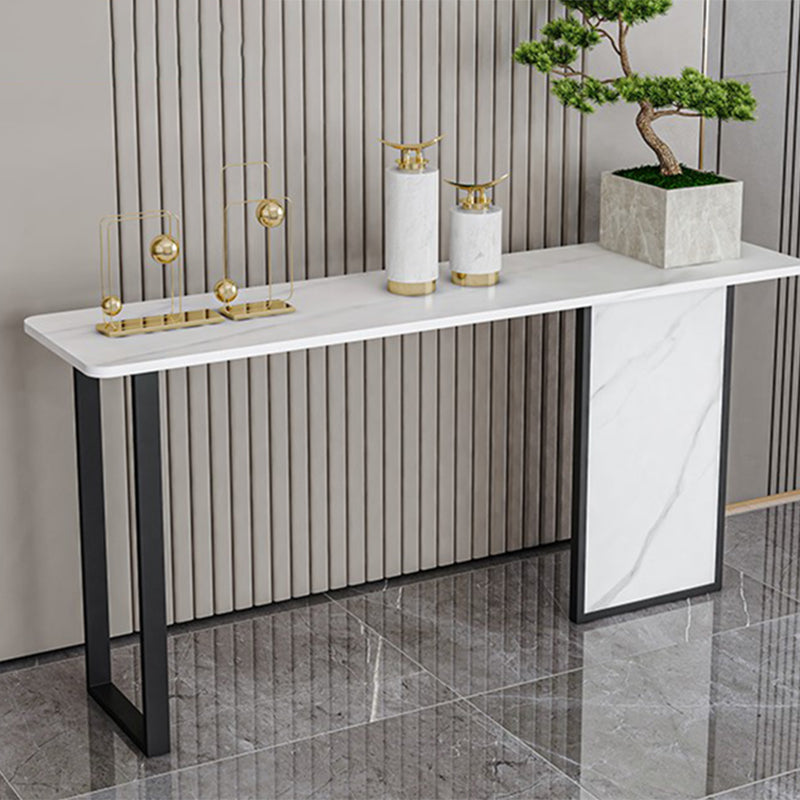 Iron Base Accent Table with Rectangle Stone Top for Hall Console Table