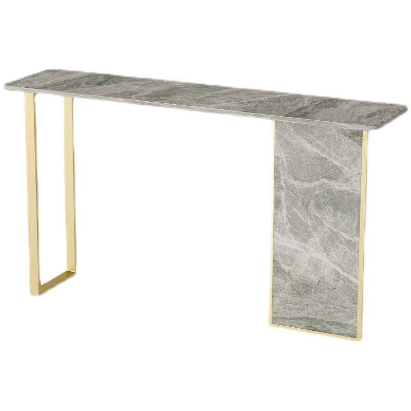 Iron Base Accent Table with Rectangle Stone Top for Hall Console Table