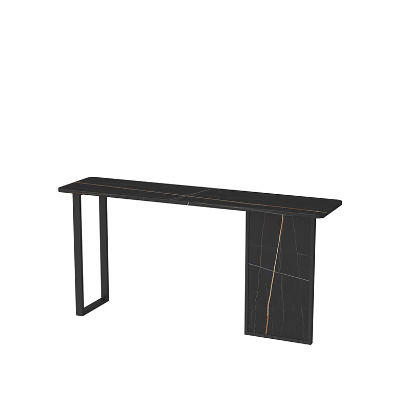 Iron Base Accent Table with Rectangle Stone Top for Hall Console Table