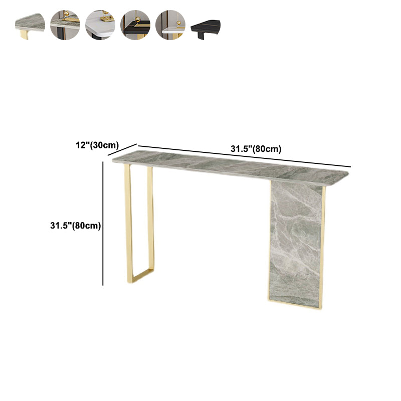 Iron Base Accent Table with Rectangle Stone Top for Hall Console Table