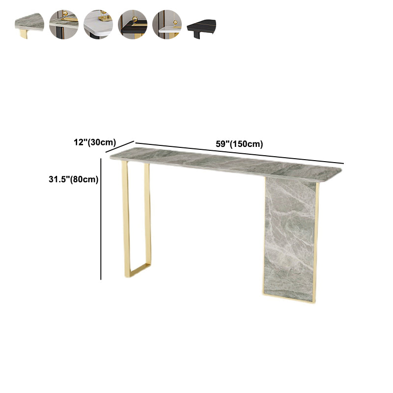 Iron Base Accent Table with Rectangle Stone Top for Hall Console Table