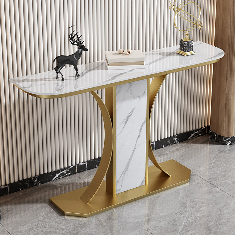 11.8" Wide Stone Console Table Scratch Resistan Table Half Moon Accent Table