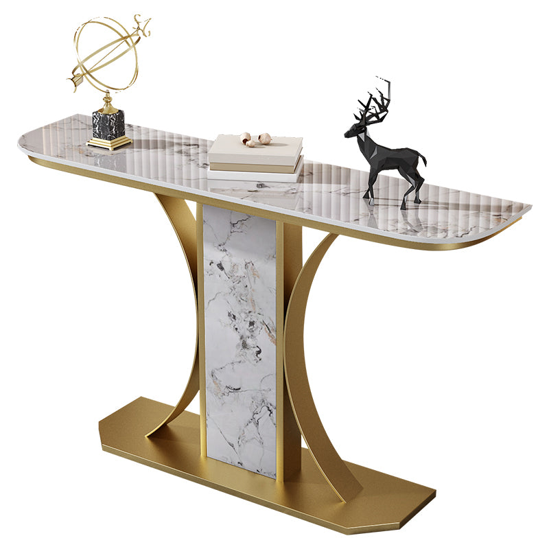 11.8" Wide Stone Console Table Scratch Resistan Table Half Moon Accent Table