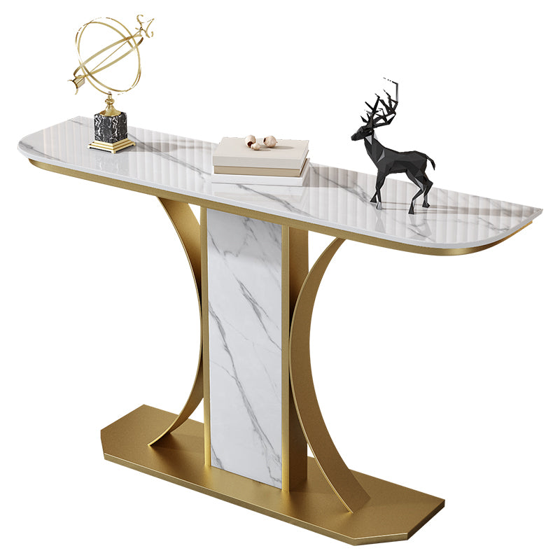 11.8" Wide Stone Console Table Scratch Resistan Table Half Moon Accent Table
