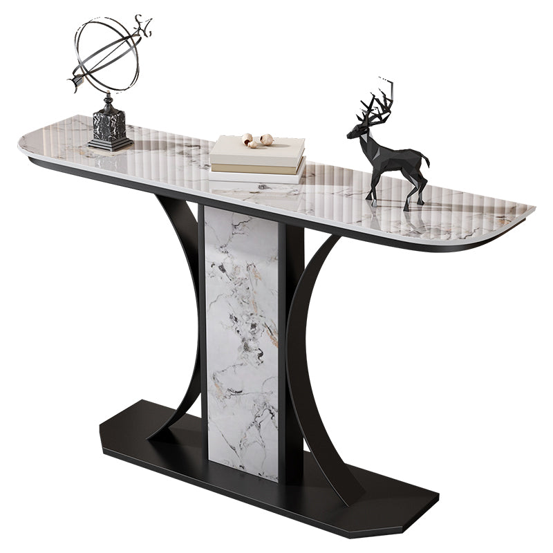 11.8" Wide Stone Console Table Scratch Resistan Table Half Moon Accent Table