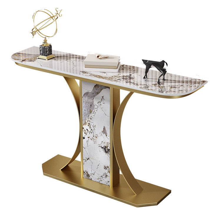 11.8" Wide Stone Console Table Scratch Resistan Table Half Moon Accent Table