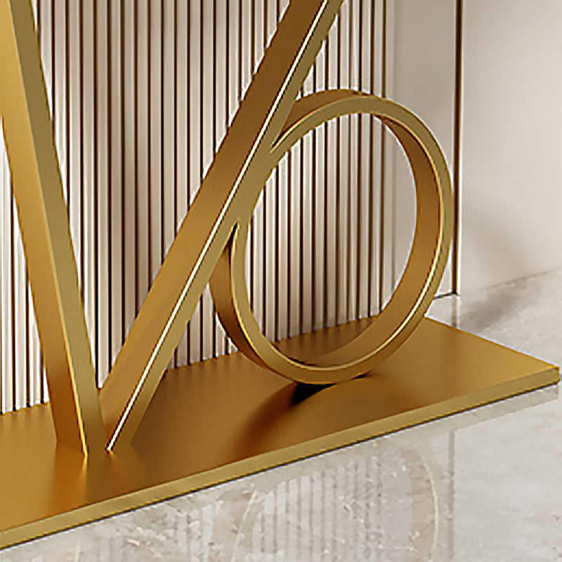 Glam Style Half Moon Accent Table with Pedestal Base for Hall Console Table