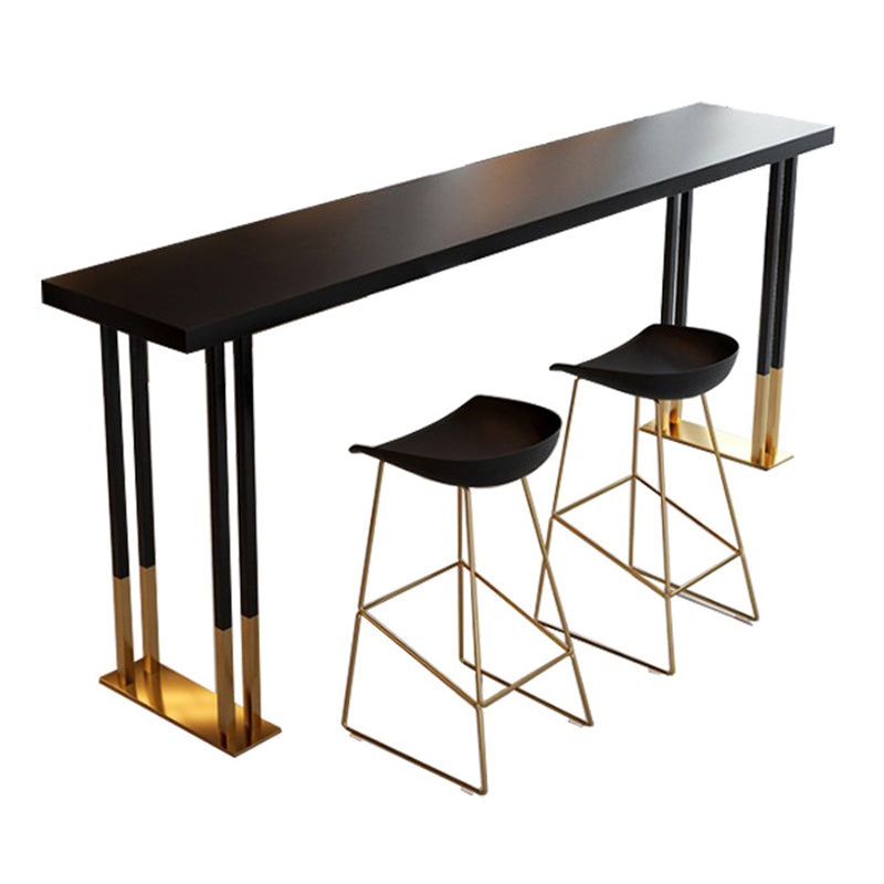 Glam Black Pub Table for Home Rectangle Pine Wood Top Bar Table